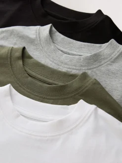 Next - Lot de 4 t-shirts à manches courtes (3-16 ans) Noir/blanc/gris/kaki Hot