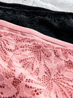 Next Noir/Blanc/Nu - Lot de 3 culottes NVPL en dentelle sur le devant Discount