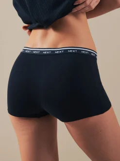 Next Noir/Blanc/Nu - Lot de 4 culottes à logo en coton Short Outlet