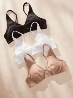 Next Noir/Blanc/Pastel Rose Nude - Lot de 3 soutiens-gorge en mélange de coton Ultimate Comfort Non rembourré sans armature Online