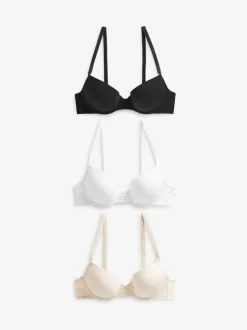 Next Noir/Blanc/Pastel Rose Nude - Lot de 3 soutiens-gorge en mélange de coton Ultimate Comfort Pigeonnant rembourré Best
