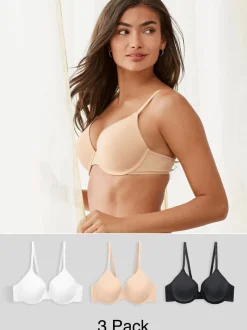 Next Noir/Blanc/Pastel Rose Nude - Lot de 3 soutiens-gorge en mélange de coton Ultimate Comfort Bonnets emboîtants rembourrés Best