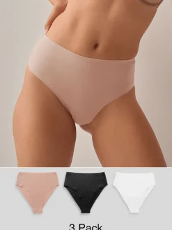 Next Noir/Blanc/Ppraline Nude - Lot 3 culottes invisibles et confortables Jambe haute taille haute Best
