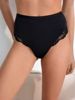 Next Noir/Blanc/Ppraline Nude - Lot de 3 culottes taille haute en microfibre et dentelle Sale