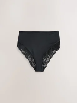 Next Noir/Blanc/Ppraline Nude - Lot de 3 culottes taille haute en microfibre et dentelle Sale