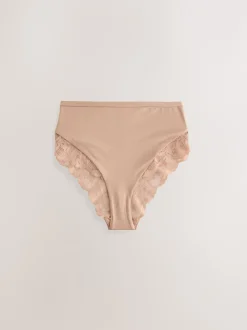 Next Noir/Blanc/Ppraline Nude - Lot de 3 culottes taille haute en microfibre et dentelle Sale