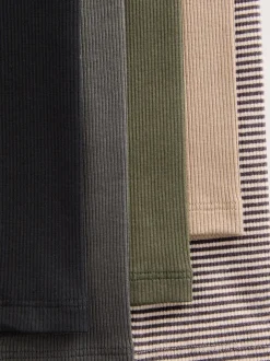 Next Noir/blanc/vert kaki - Lot de 5 leggings côtelés (3mois-7ans) Best