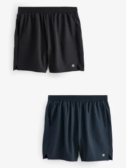 Next Noir/bleu marine - 7 Inch - Lot de 2 shorts de sport Active Gym