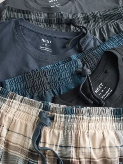 Next Noir/bleu marine - Ensemble de 3 pyjamas à carreaux en jersey à manches courtes Outlet