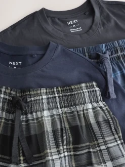 Next Noir/bleu marine - Ensemble de 2 pyjamas en jersey à carreaux et manches courtes Outlet