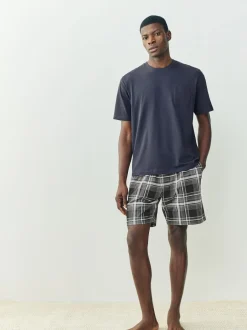 Next Noir/bleu marine - Ensemble de 2 pyjamas en jersey à carreaux et manches courtes Outlet