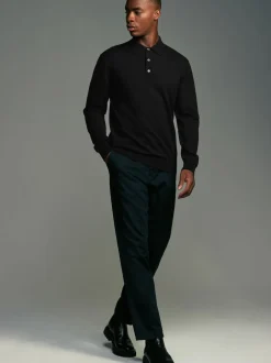 Next Noir/bleu marine - Manches longues Polos en tricot 2 Lot New