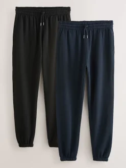Next Noir/bleu marine - Ourlets resserrés - Brushback Heavyweight Open 2 Pack Joggings Outlet