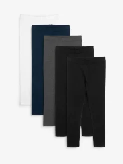 Next - Lot de 5 leggings (3-16ans) Noir/bleu marine/gris/blanc Outlet