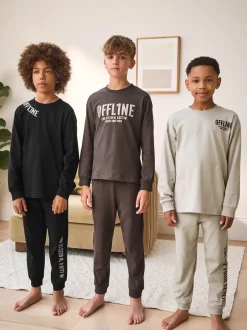 Next - Lot de 3 pyjamas à jambes courtes (3-16ans) (3-16ans) Noir/Brun New