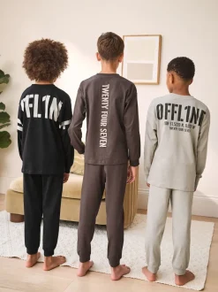 Next - Lot de 3 pyjamas à jambes courtes (3-16ans) (3-16ans) Noir/Brun New