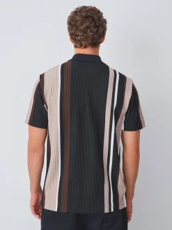 Next Noir/Brun - Polos à quart de tour Vertical Rayure New