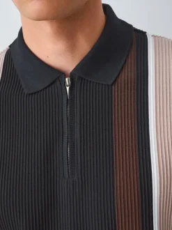 Next Noir/Brun - Polos à quart de tour Vertical Rayure New