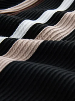 Next Noir/Brun - Polos à quart de tour Vertical Rayure New