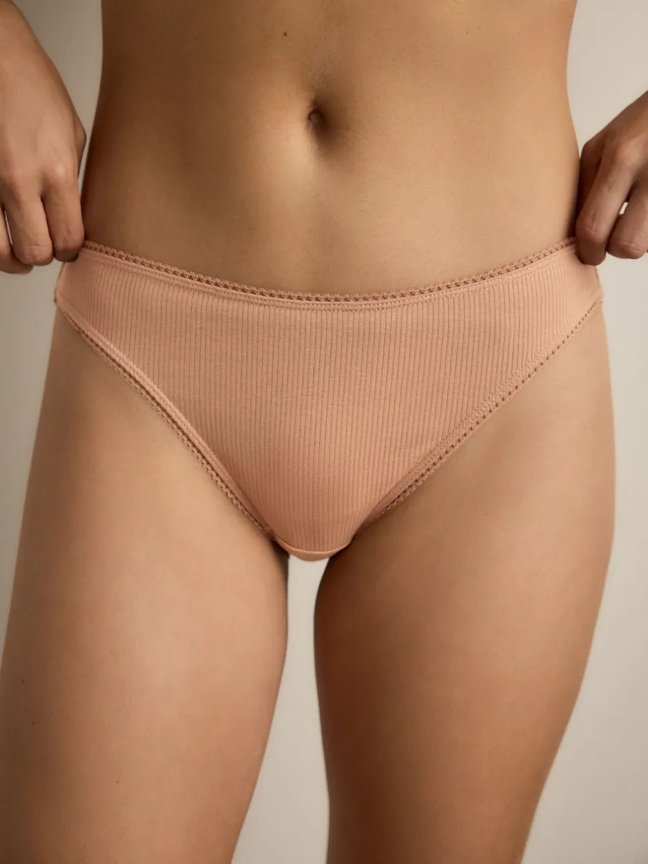 Next Noir/caramel nude/praline nude - 3 Slips Lot en coton côtelé New