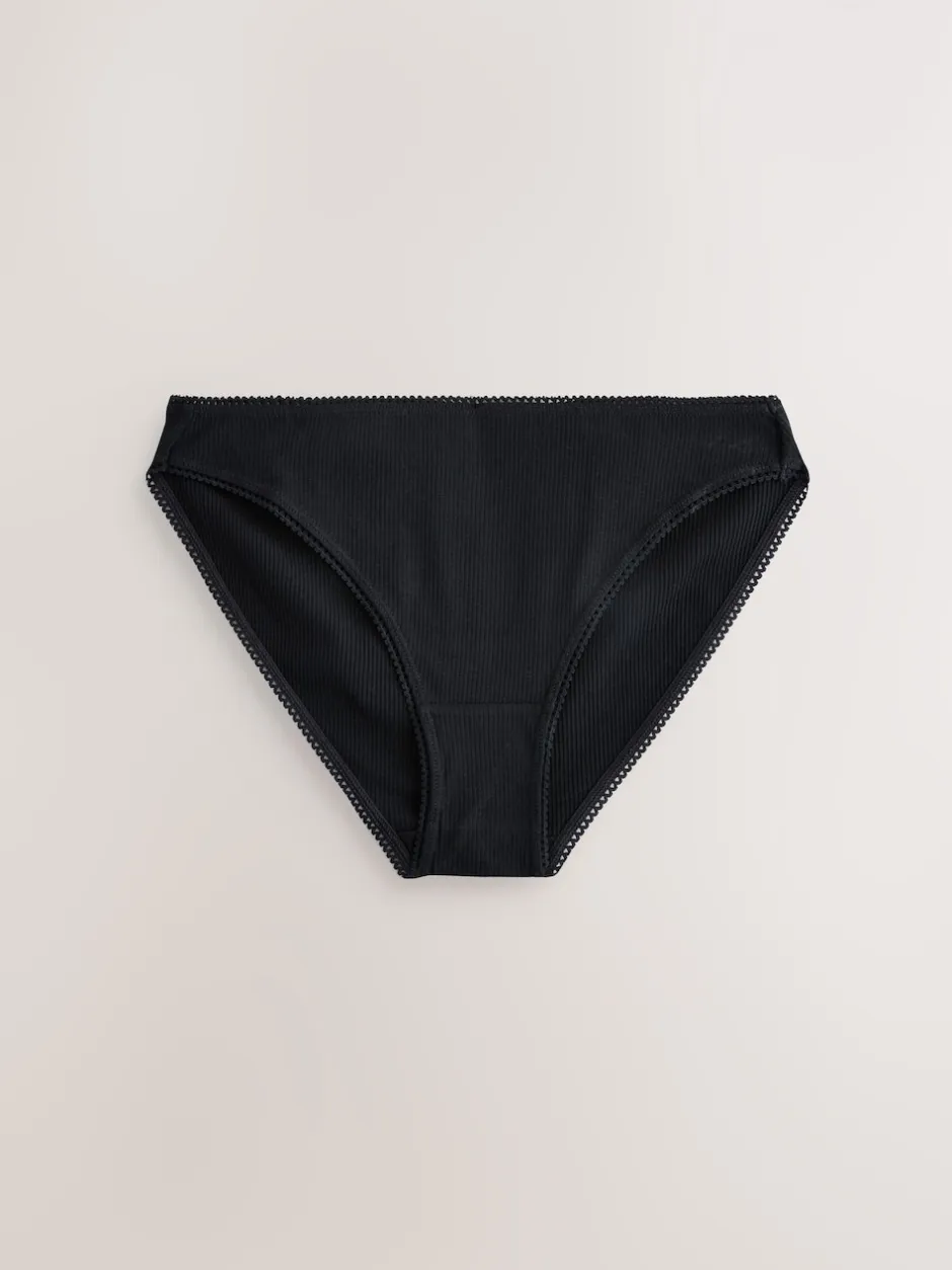 Next Noir/caramel nude/praline nude - 3 Slips Lot en coton côtelé New