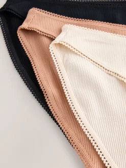 Next Noir/caramel nude/praline nude - 3 Slips Lot en coton côtelé New