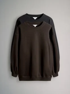 The Set Noir/chocolat - lot de 2 Sweat-shirts longs à Col rond Hot