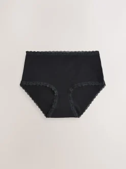 Next Noir/Crème - Lot de 4 culottes en coton et dentelle Mi-long Discount