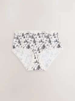 Next Noir/Crème - Lot de 4 culottes en coton et dentelle Mi-long Discount