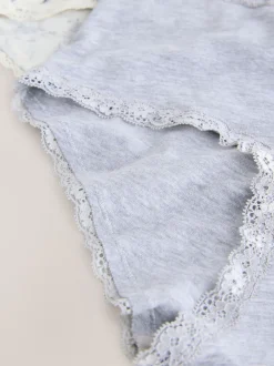 Next Noir/Crème - Lot de 4 culottes en coton et dentelle Mi-long Discount