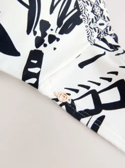 Next - Haut de bikini bandeau filaire Noir/Crème Palmier