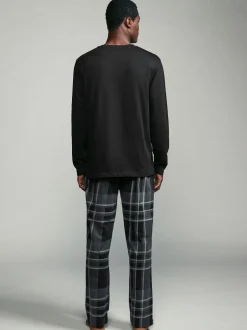 Next Noir/gris à carreaux - Ensemble pyjama manches longues 100% coton Best