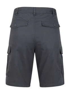 Mountain Warehouse - Mens Lakeside 100% Cotton Cargo Shorts Noir/Gris Clearance