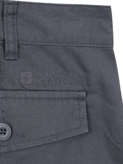 Mountain Warehouse - Mens Lakeside 100% Cotton Cargo Shorts Noir/Gris Clearance