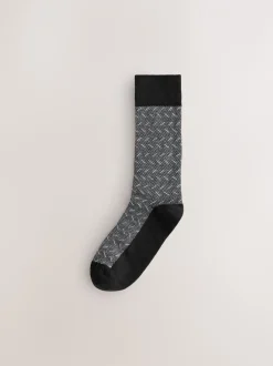 Next Noir/Gris - Pattern Smart Socks 5 Pack New