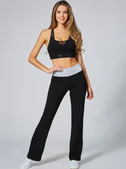 Pineapple Noir/Gris - Womens Pantalon bootcut en jersey à bandes contrastées