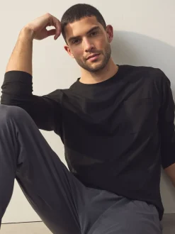 Next Noir/Gris - Pyjama manches longues en % coton à poignets 100 Sale