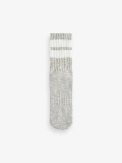 Next Noir/Gris - Rayure Cushion Sole Ribbed Sport Ankle Socks 3 Lot With Arch Support Outlet