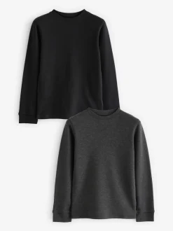Next - Lot de 2 Hauts thermiques à manches longues (2-16ans) Noir/gris anthracite Online