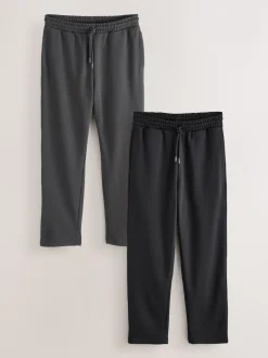 Next Noir/gris ardoise - Lot de 2 pantalons de jogging épais à dos brosse droit Best