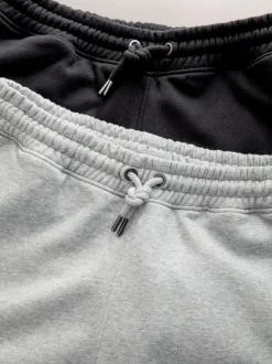 Next Noir/gris chiné - Lot de 2 Joggings Coupe ajustée à dos brossé Hot