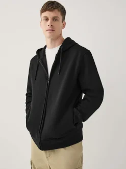 Next Noir/gris chiné - Lot de 2 sweats à capuche zippés en jersey épais coton riche