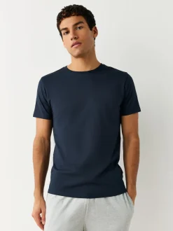 Next Noir/Gris Chiné/Blanc/Marine - Slim Fit (Slim Fit) - T-shirts de superposition en coton 100 %, lot de 5