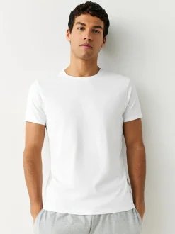 Next Noir/Gris Chiné/Blanc/Marine - Slim Fit (Slim Fit) - T-shirts de superposition en coton 100 %, lot de 5