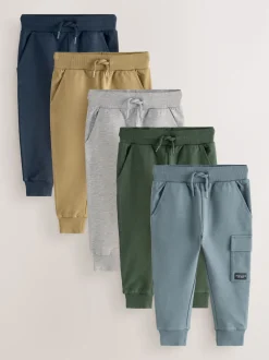 Next Noir/gris chiné/brun fauve - Lot de 5 joggings (3mois-7ans) Clearance