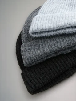 The Set Noir/gris chiné/gris anthracite - lot de 3 bonnets