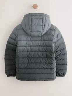 Next - Veste matelassée à capuche de poids moyen (3-17ans) Noir/gris réfléchissant New