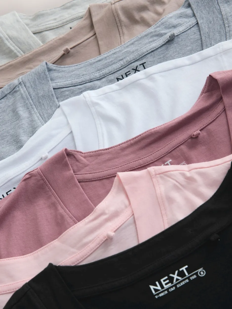 Next Noir/gris/rose - Lot de 7 T-shirts à mancherons Online