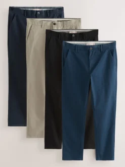 Next Noir/Marine/Pierre/Bleu - Pantalon chino slim extensible 4 Pack New
