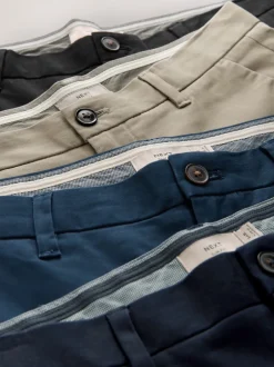 Next Noir/Marine/Pierre/Bleu - Pantalon chino slim extensible 4 Pack New
